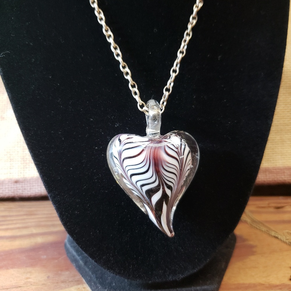 Hand blown Heart Glass Necklace